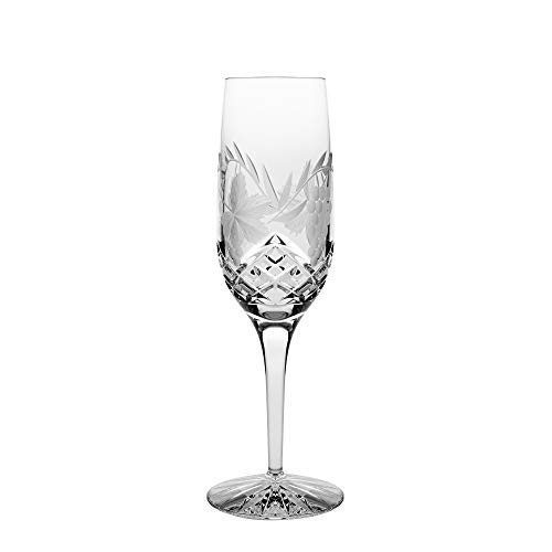 【中古】【未使用・未開封品】Barski - Hand Cut - Mouth Blown - Crystal - Toasting Champagne Flute - With Grapevine Design - Set of 4-210ml - Made in Europe