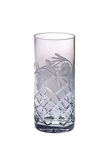 【中古】【未使用・未開封品】Barski - Hand Cut - Mouth Blown - Crystal - Hiball Tumbler - With Grapevine Design - Set of 4 - 410ml - Made in Europe