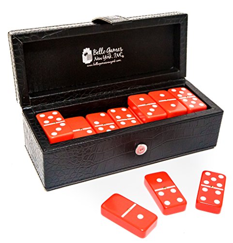 Flushing Meadows Double Six Red Professional Jumbo Size Tournament Dominoes Set with Spinners