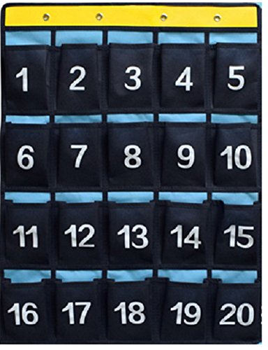 号付きオーガナイザー教室ポケットチャート携帯電話用のCalculatorsホルダーブルー (20)