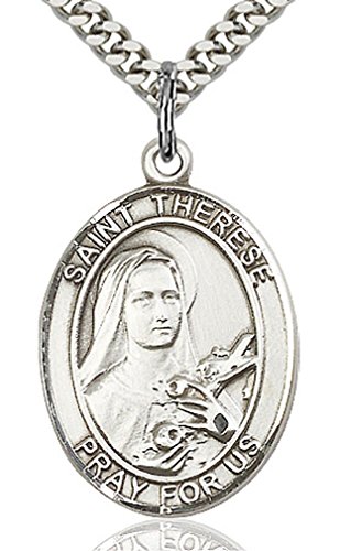 【中古】【未使用 未開封品】HeartlandメンズスターリングシルバーSaint Therese of Lisieuxオーバルメダル USA Made チェーンChoice