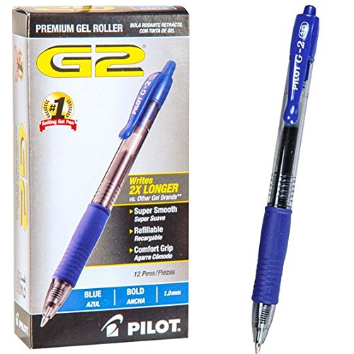 Pilot g2プレミアム格納式Gelインクペン, Refillable ,ブルーインク, 1?mm , Dozen