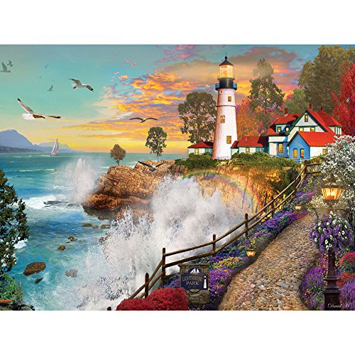 【中古】【未使用・未開封品】Bits and Pieces - 500 Piece Jigsaw Puzzle for Adults - Lighthouse Park - 500 pc Sunset by the Ocean Jigsaw by Artist David Maclean