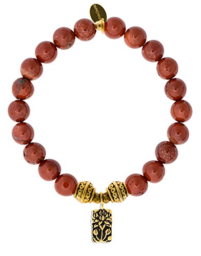 【中古】【未使用・未開封品】EvaDane天然チベットビーズレッドジャスパージェムストーンLotusチャームストレッチブレスレット【メーカー名】【メーカー型番】【ブランド名】EvaDane 服＆ファッション小物, ブレスレット EvaDan...