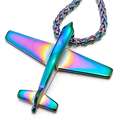 【中古】【未使用・未開封品】COOLSTEELANDBEYOND ステンレススチール 飛行機ペンダントネックレス メ..