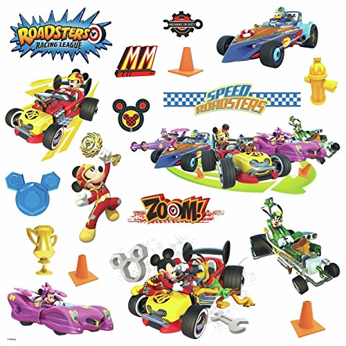 【中古】【未使用・未開封品】RoomMates ミッキーとロードスターズ レーサーズ 剥がして貼れるウォールデカール