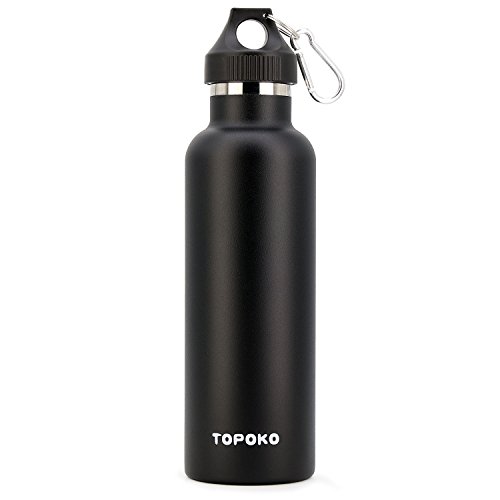 Topoko 25オンス ステンレススチール製真空断熱ウォーターボトル 最大24時間保冷 最大12時間保温 漏れ防止 水滴防止 大容量スポーツボトル 25 oz