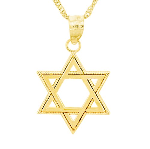 【中古】【未使用・未開封品】FDJ Religious Jewelry 14Kイエローゴールド フィリグリー ユダヤ教ダビデの星ペンダントネックレス