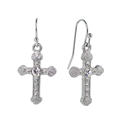 【中古】【未使用・未開封品】1928 Jewellery Silver Tone Crystal Accent Religious Crucifix Cross D..