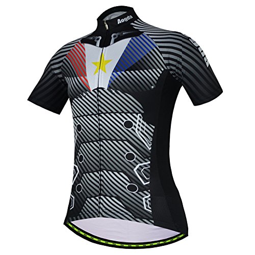 Aogda サイクリング ジャージ 半袖 メンズ バイク 自転車 衣類 シャツ サイクル スキンスーツ ウェア D196 (シャツ 2XL)