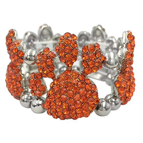 【中古】【未使用・未開封品】5?Large足プリントラインストーンSchool Spiritマスコットシルバートーンストレッチブレスレット???アソートカラー