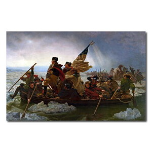 【中古】【未使用・未開封品】ジョージ・ワシントンのデラウェア州の交差の川の油絵複製印刷National American Patriotism 24x36