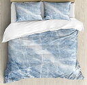 【中古】【未使用・未開封品】大理石布団カバーセットby Ambesonne、ライトブルーMarbleパターンwithホワイト表面の亀裂し地理ストーン、装飾寝具セットwithピロー、ライトブ