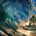 【中古】【未使用・未開封品】トロピカルBackdrop???Ride the Wave???8?x 8?ft。シームレスなファブリック