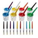 yÁzygpEJizMaosifang 10 Pieces Assorted Coloured Paint Brushes Set in 10 Colours and 8 Pieces Spill Proof Paint Cups