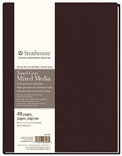 Strathmore 469-408 ハードカバー ミックスメディア アートジャーナル 8.5インチ x 11インチ トーングレー 48ページ