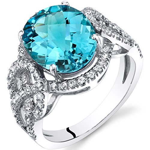 スイスブルートパーズヘイローStatement Ring in 14?Kホワイトゴールド4.00カラット