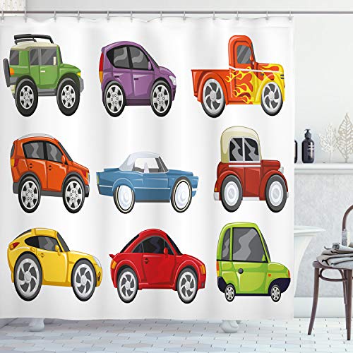 【中古】【未使用・未開封品】男の子の部屋のシャワーカーテンでlunarable、Race Cars Monster Truck Classics UrbanジープArtistic速度Automobiles印刷、ファブリックバスル 【中古】【未使用・未開封品】男の子の部屋のシャワーカーテンでlunarable、Race Cars Monster Truck Classics UrbanジープArtistic速度Automobiles印刷、ファブリックバスル