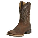 【中古】【未使用・未開封品】Ariat ハイブリッド ランチャー ウエスタンブーツ メンズ レザー スクエアトゥ ウエスタンブーツ, ブラウン-ダメージ加工, ...