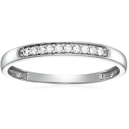 【中古】【未使用・未開封品】1/10カラットダイヤモンド結婚指輪 10Kホワイトまたはイエローゴールド 10ストーンプロングセット