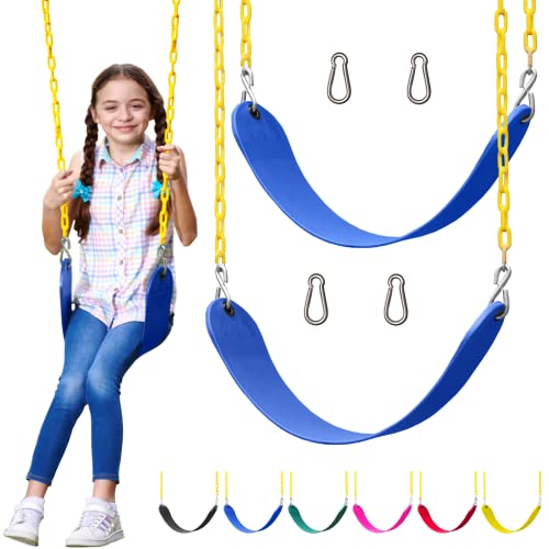 【中古】【未使用・未開封品】Jungle Gym Kingdom 2 Pack Swings Seats Heavy Duty 66" Chain Plastic Coated - Playground Swing Set Accessories Replacement Snap Hooks (B