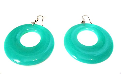 【中古】【未使用・未開封品】Shiny光沢グリーンイヤリングオープンフープイヤリング2.5インチ