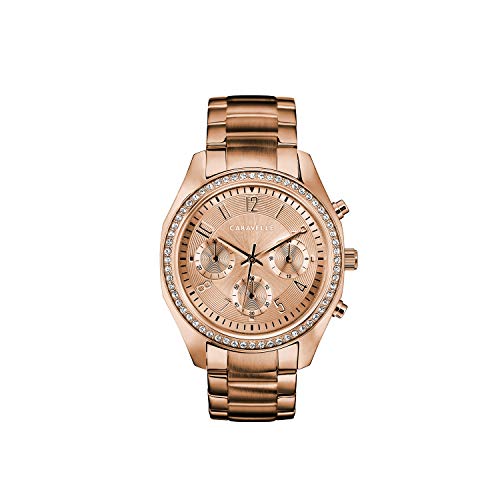 【中古】【未使用・未開封品】Caravelle by Bulova Women 'sクロノグラフローズゴールドトーンブレスレットクリスタルスポーツ腕時計