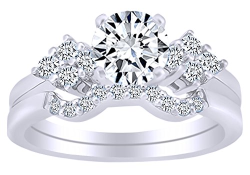 【中古】【未使用・未開封品】ソリティアブライダルリングセットで14?Kホワイトゴールドoverスターリングシルバー(4)