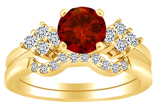 【中古】【未使用・未開封品】AFFY ソリティアブライダルリングセット 14Kイエローゴールドメッキスターリングシルバー