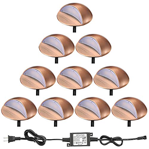 š̤ۡѡ̤ʡ(10pcs, Warm White (Bronze)) - LED Deck Lights Kit, FVTLED Pack of 10 Low Voltage LED Step Stair Lights PH5cm Outdoor Garden Yard Decor