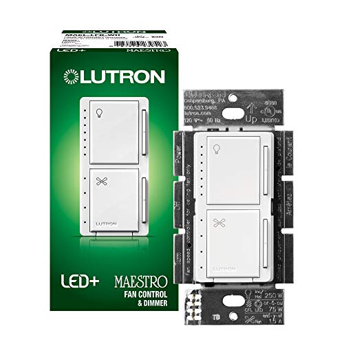 【中古】【未使用 未開封品】Lutron Maestro Fan Control and Light Dimmer for LEDs, Incandescent and Halogen, Single-Pole, MACL-LFQ-WH, White 141［並行輸入］