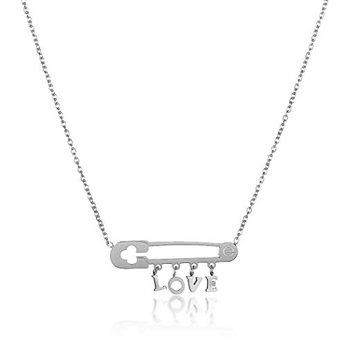 【中古】【未使用・未開封品】ELYA ジュエリー レディース 光沢 愛 ステンレススチール ペンダントネックレス ホワイト ワンサイズ