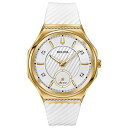 【中古】【未使用・未開封品】Bulova Curv レディース腕時計 ステンレススチール ホワイトシリコンストラップ ダイヤモンド ゴールドトーン (モデル:9...