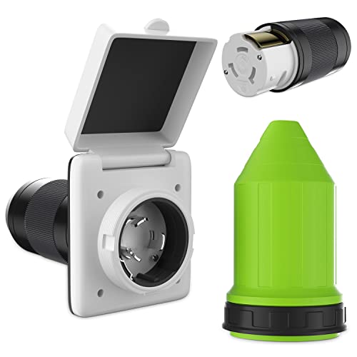 【中古】【未使用・未開封品】50アンペアRVトレーラーマリン電源コード電源インレット - メスツイストロックコネクタ - 耐候ブーツキット