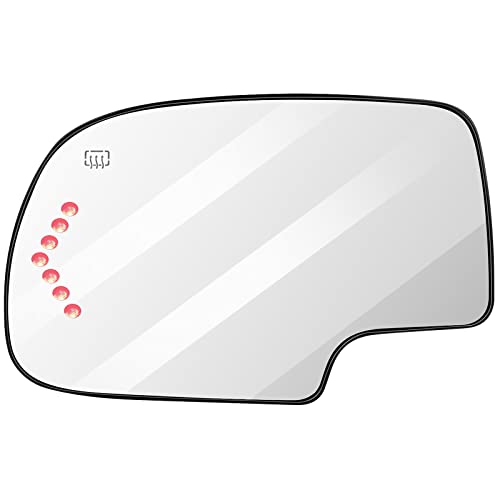 SCITOO エクステリアミラー 交換用ガラス ドライバー 左側電力 加熱されたシグナル 2003-2007 シボレー シルバラード サバーバン GMC シエラ ユ