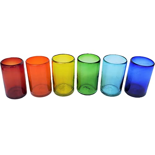 【中古】【未使用・未開封品】Mexican Blown Glass Drinking Glasses ' Rainbow ' ( Set of 6?)