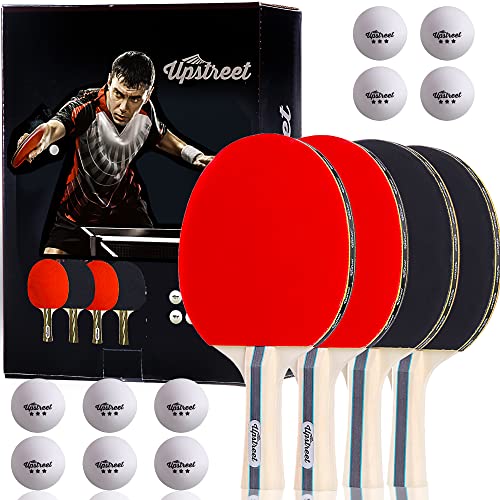 【中古】【未使用 未開封品】(Blue) - Upstreet Ping Pong Paddle Set Includes 4 Ping Pong Paddles with 3 Star Ping Pong Balls for Table Tennis