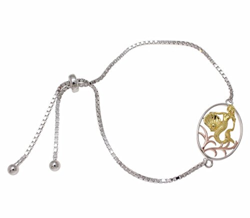 【中古】【未使用・未開封品】925スターリングシルバーTricolorハワイアンマーメイドスライドビーズチェーン調整可能なブレスレット