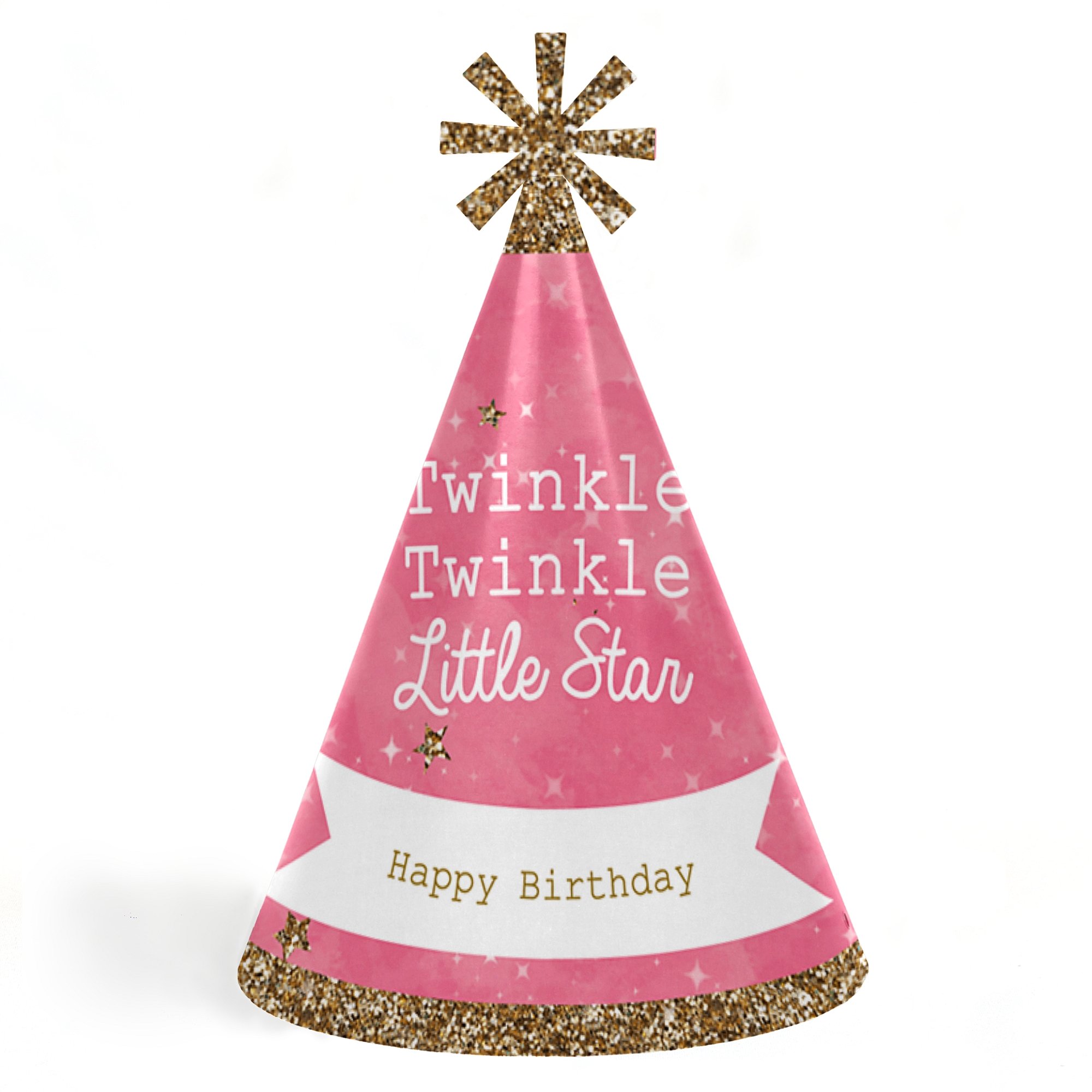 楽天AJIMURA-SHOP【中古】【未使用・未開封品】Pink Twinkle Twinkle Little Star - Cone Happy Birthday Party Hats for Kids and Adults - Set of 8 （Standard Size）