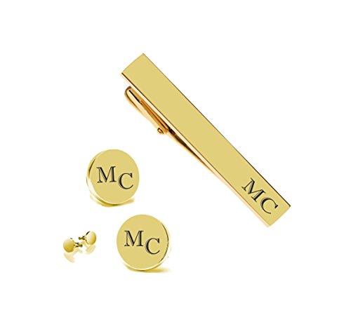 【中古】【未使用・未開封品】ゴールド サークル カフリンクス & ネクタイクリップセット カスタマイズ可 カスタマイズ可