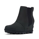 【中古】【未使用・未開封品】SOREL - レディース Joan of Arctic Wedge II チェルシー レザー スエード アンクルブーツ, ブラック...