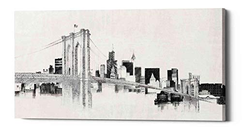 Epicグラフィティ" Skyline Crossings " by Avery Tillmon、Gicleeキャンバス壁アート 12" x 24" シルバー EPIC-CA1224831