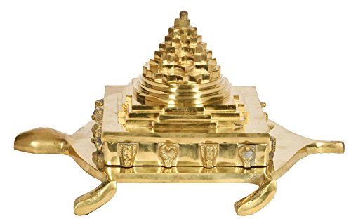 【中古】【未使用・未開封品】エキゾチックインディアVastuヤントラTortoise真鍮像、ゴールデン
