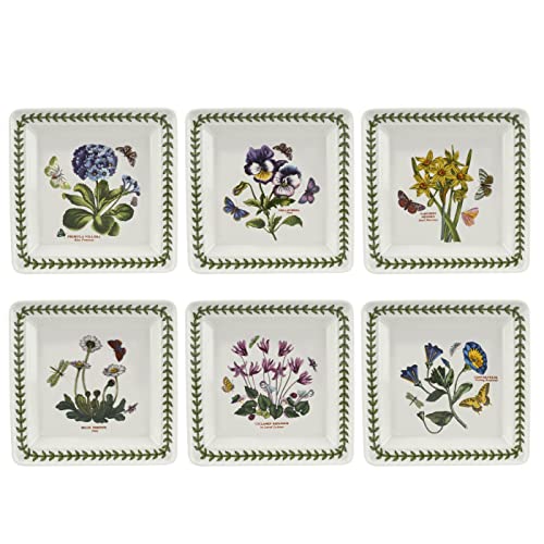 Portmeirion Botanic Garden 7?" Square Plate , Set of 6?( Assortedモチーフ)