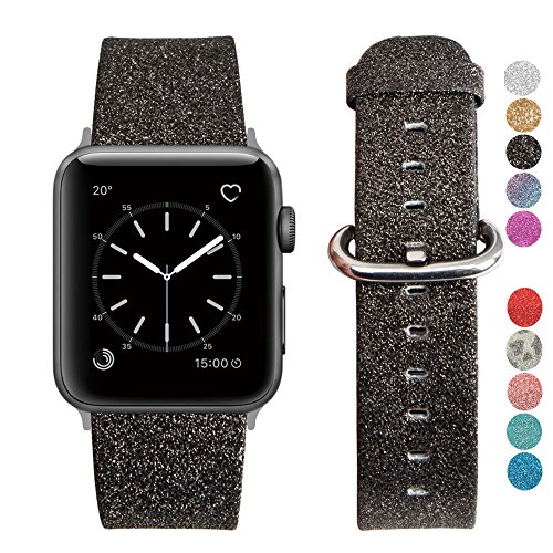 【中古】【未使用・未開封品】Apple Watchバンドレディース、Miffo iWatchストラップファッションShiny Bling Glitterレザーブレスレットリストバンド交換用for Apple Watchシ