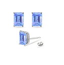 【中古】【未使用・未開封品】0.44カラット 5x3mm A エメラルド タンザナイト スタッド イヤリング 14K ホワイトゴールド