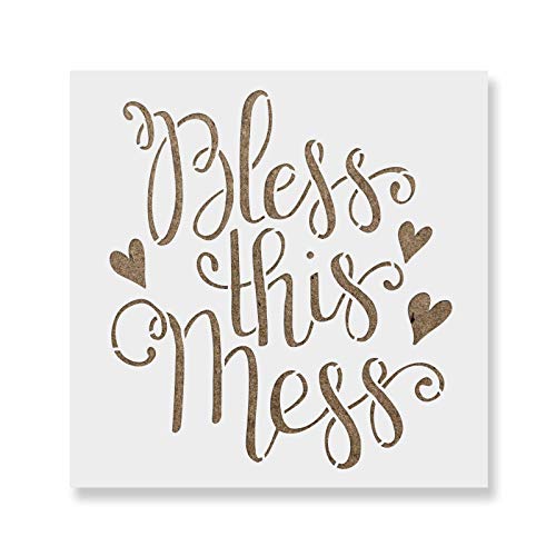【中古】【未使用・未開封品】Bless This Mess ステンシル - ペイント用再利用可能なステンシル - DIYプロジェクトやクラフト用マイラーステンシル