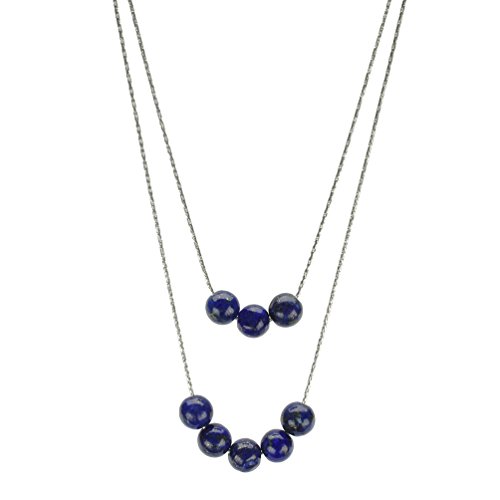 【中古】【未使用・未開封品】連ブルーLapis Stoneスターリングシルバーチェーンネックレス