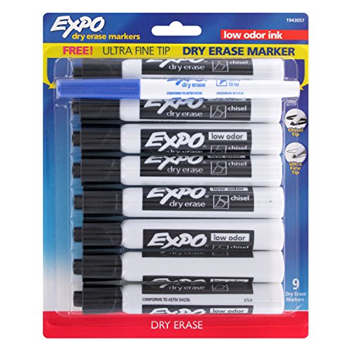 【中古】【未使用・未開封品】(8-Count (Black)) - EXPO Black Dry Erase Markers, 8 Count Pack, Chis..