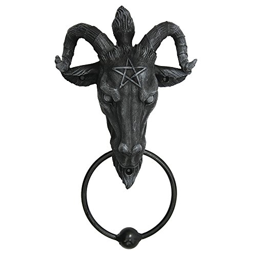 【中古】【未使用・未開封品】Baphomet Head Lucifer Satanic Demon Goat of Mendes Pagan Occult Door Knocker Halloween Decor Figurine 23cm Tall